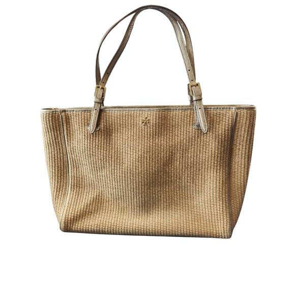 Tory Burch York Buckle Natural Straw Tote Shoulder Bag - Picture 1 of 13